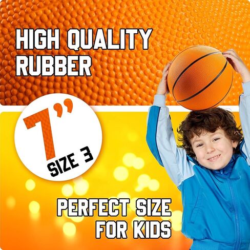 Mini Basketball - 7 Inch, Size 3 (Pack of 2)- Mini Hoop Outdoor Basketball Set & Indoor, For Small Basketball Hoops & Pool Basketball Parties - Kids Basketball Party Favors for Kids Arcade Basketball in Kuwait