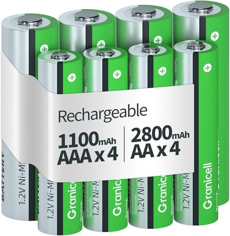 8 Sets AA AAA Rechargeable Batteries,High Capacity 4-Pack AA 2800mAh & 4-Pack AAA 1100mAh,1.2V NiMH Low Self Discharge in Kuwait