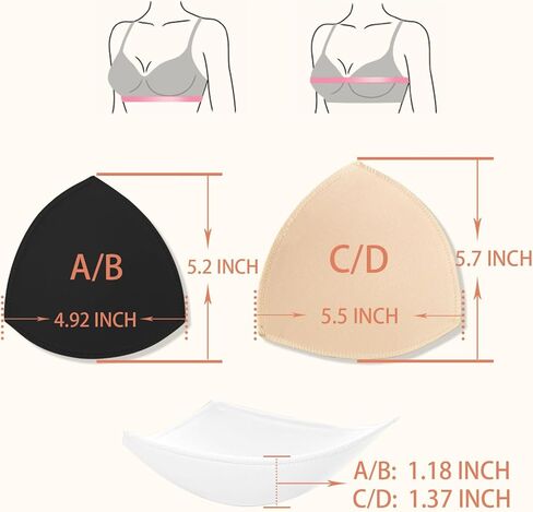 4 Pairs Bra Pad Insert,Removable Sport Bra Cup Triangle Breathable & Reusable Bra Pad for Yoga Bra,Swimsuits,Bikini in Kuwait