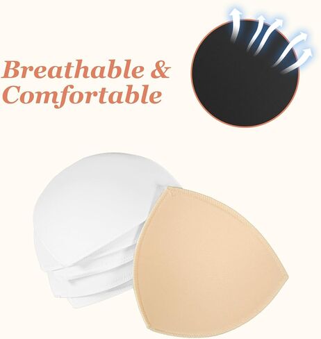 4 Pairs Bra Pad Insert,Removable Sport Bra Cup Triangle Breathable & Reusable Bra Pad for Yoga Bra,Swimsuits,Bikini in Kuwait