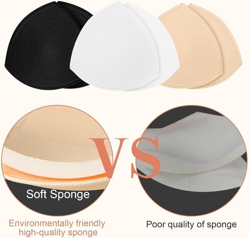 4 Pairs Bra Pad Insert,Removable Sport Bra Cup Triangle Breathable & Reusable Bra Pad for Yoga Bra,Swimsuits,Bikini in Kuwait