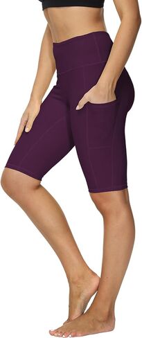 ALONG FIT Women High Waisted Biker Shorts Tummy Control Workout Yoga Shorts with Pockets Athletic Workout Running Shorts in Kuwait