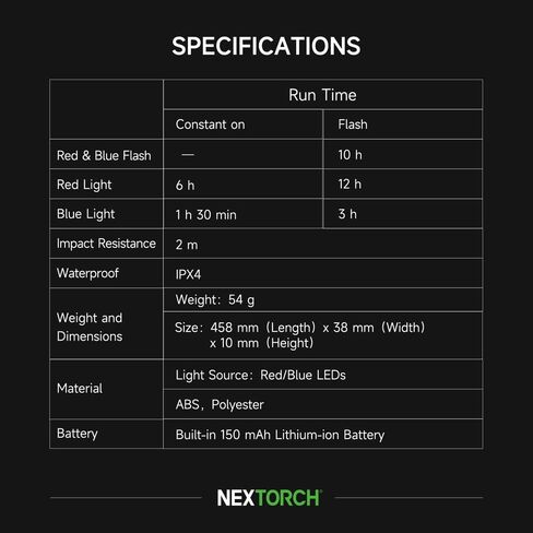 NEXTORCH LED صفعة أضواء سوار المعصم القابلة لإعادة الشحن أضواء معصمه السلامة (1 حزمة) وضوح عالية عاكسة LED تضيء الفرقة صفعة توهج سوار السلامة المعصم الفرقة ركوب الدراجات الجري المشي الركض والعتاد in Kuwait