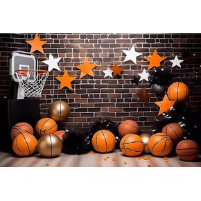 Basketball Backdrop Sign Sports Theme Photography Background for Kids Basketball Sport Happy Birthday Party Decor Photo Booths Banner 5x3 FT Polyester Fabric Backdrops