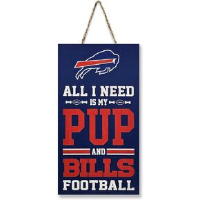 NFL Detroit Lions Property Sign "ALL I NEED IS MY PUP AND FOOTBALL" Yard Sign. Sporty Fence Sign. NFL Football Fan Yard Decor Waterproof Wooden Wall Sign Indoor & Outdoor with Team Logo!