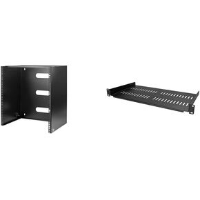 StarTech.com 12U Wall Mount Patch Panel Bracket - 13.75 in. (34.93 cm) Depth - 19'' 125lbs & 1U Server Rack Shelf - Vented Rack Mount Cantilever Tray -50lb/23kg 10'' Deep, Black
