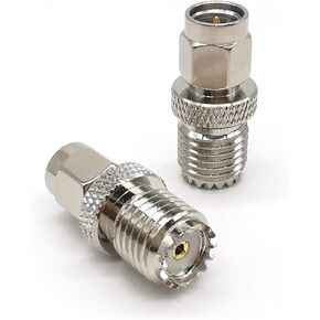 2PCS SMA to Mini UHF SO239 Connector Adapter, Low Loss Mini UHF SO239 Female to SMA Male Coaxial Connector Antennas Adapter for CB Radio Scanners, LMA, Video,Coax Cable