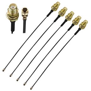 5PCS MHF4 UFL to SMA Coax Cable, SMA Female to U.FL IPX 0.81mm Pigtail Cable, 6Inch(15cm) Low Loss IPX-4 UFL to SMA Female Extension Jumper Cables for Radios, Antenna, Mini PCI