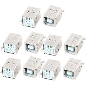uxcell 10pcs USB 2.0 Type B Socket Jack 4 Pins 180 Degree Female Connector
