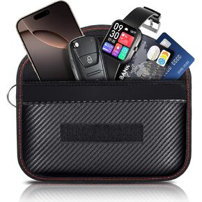 أكياس فاراداي للهواتف ومفاتيح السيارات ، 2 حقيبة حظر الإشارة-مقالة RFID/GPS/Bluetooth/WIFI/5G ، حماية خصوصية ألياف الكربون المقاومة للماء لـ Key FOB
