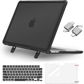 Mosiso متوافق مع MacBook Air 15 بوصة Case 2025 2024 2023 الإصدار M4 A3241 M3 A3114 M2 A2941 ، علبة قذيفة صلبة شديدة التحمل مع طيار Kickstand و Ceyboard واقي الشاشة ونوع C ، Black