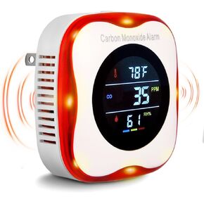 Carbon Monoxide and Natural Gas Detector,Vzmcov Plug in Co and Gas Detector,Propane, Natural, Methane,and Explosive Gas Alarm,HD Screen & Indicator Gas Detector for Kitchen, Home