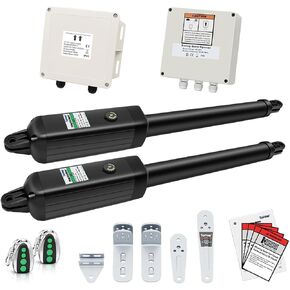 TOPENS PW802 Automatic Gate Opener for Heavy Duty Dual Swing Gates Up to 18ft per Arm, Dual Swing Gate Operator AC Powered with Remote Control Kit Gate Motor Solar Compatible