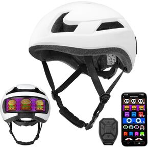 Smart LED Pixel Helmet, Programmable Bicycle Helmet with App Control, USB Rechargeable Lights, Turn Signals, DIY Display, Waterproof, Speedometer, for Men/Women Adults & Teens