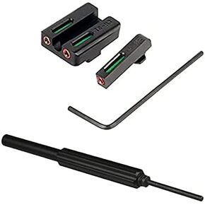 GOTICAL Red Fiber Optic Front with Combat Rear Sight with Tool Fits Glock 17, 17L, 19, 22, 23, 24, 26, 27, 33, 34, 35, 38 and 39 Slides
