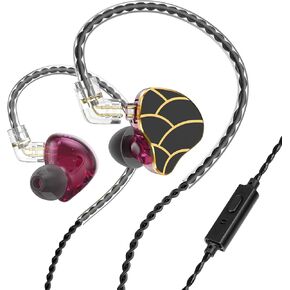 H818 سماعات الرأس سلكية مع سماعة HIFI ديناميكية مغناطيسية KZ في شاشات الأذن ، وسماعات أذن أذن IEM مع عزل ضوضاء ستيريو التحكم في مستوى الصوت ، حبل خالي من التشابك 3.5 ملم (مع MIC)