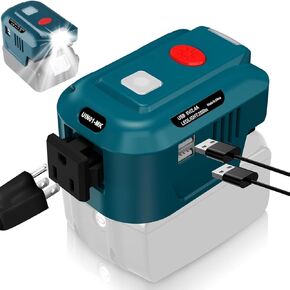150W USB Phone Charger Adapter for Makita 18V Battery, YUHDWRE DC 18V to AC 120V Inverter Generator, 120V Power Source Adapter for Makita with Dual USB & LED Light & AC Outlet(No Battery)