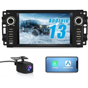 5GWiFi Upgrade Android 13 Car Radio for Dodge RAM 1500 2500 3500 2009 2010 2011 2012, with Wireless CarPlay/Android Auto/GPS/HD Backup Camera [2GB+32GB]
