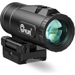 CVLIFE WildHawk 5X Red Dot Magnifier, with Flip-to-Side Mount for 21mm Picatinny, Red Green Dot Scope Optic Reflex Sight Magnifiers, Absolute & Lower 1/3 Co-Witness, 1500G Shockproof IPX7 Waterproof