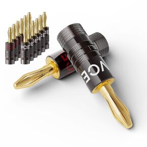مقابس موز Vcleink 4mm ، موصلات مكبر صوت مزدوجة من نوع الذهب المزدوج من 12-18 AWG ، لوحة الحائط ، مكبر للصوت ، المسرح المنزلي (6 أزواج (12 قطعة))