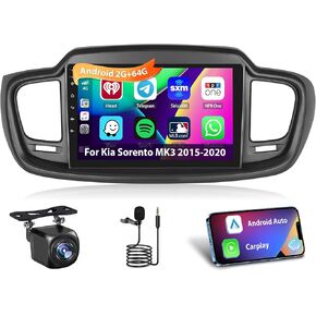 2+64G Radio for Kia Sorento MK3 2015-2020 Android 13 Car Stereo 10.1'' HD Touch Screen Compatible with CarPlay Android Auto, AHD Backup Camera, Mirror Link, GPS, WiFi, DSP