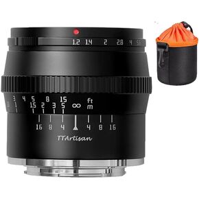 TTArtisan 50mm F1.2 APS-C Large Aperture Manual Focus Lens Compatible with Canon RF Mount Like R7 APS-C Model R10 EOS R RP R5 R6 Black Color