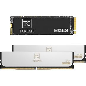 TEAMGROUP T-Create Expert OC 10L DDR5 48GB Kit (2 x 24GB) 6400MHz White-CTCWD548G6400HC32ADC01 Bundle with Classic C47 1TB PCIe 2280 NVMe Internal SSD, Gen4x4, 1000TBW (Read 7400)-TM8FFC001T0C129