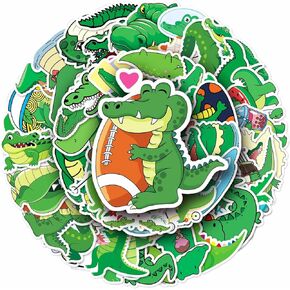 50Pcs Cartoon Alligator & Crocodile Vinyl Stickers, Waterproof Decals for Water Bottles Laptops Phones Journals Travel Gears - Fun Decor for Kids Teens Boys Girls