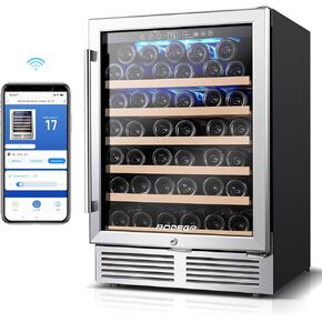 BODEGA Wine and Beverage refrigerator,24 inch dual zone wine and beverage cooler under counter,built-in and freestanding Wine frdige with glass door,Holds 57 Cans And 18 Bottles,For Drink Beer Soda