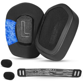 Cooling Gel Ear Pads Ear Cushions Replacement Compatible with Logitech G733 G535 G335 Wireless Gaming Headset G733 Replacement Headband Earpads, Added Thickness (G733 is Black)