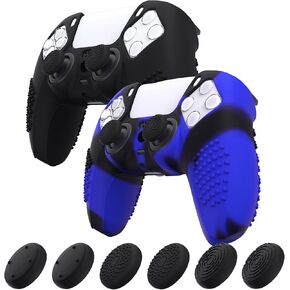 2 Pairs Silicone Cover for ps5 Controller 3D Studded Edition Blue & Black