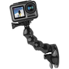 Car Suction Cup Mount Gooseneck Action Camera Window Mount with Phone Holder for Gopro Hero 13/12/11/10/9/8/7/6/5/4/3 3+ Black DJI Osmo insta360 X4 X3 Sport Camera Accessories