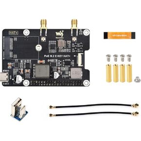 PCIE PCIE إلى M.2 E محول مفتاح مع وظيفة POE ، متوافق مع Raspberry PI 5 ، دعم NGFF (M.2 E KEY) NIC Wireless ، Raspberry PI 5 PCIE HAT