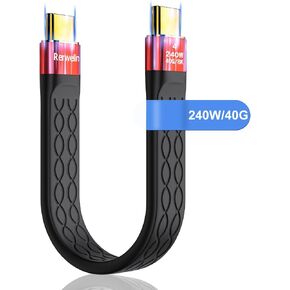 5.2 inch for Thunderbolt 4 Cable 240W, Short USB C Cable, 40Gbps USB4 Cable 8K@60Hz, 4K@144Hz Compatible with iPhone 15 Series, Thunderbolt 3, Docking, eGPU, SSD, Surface Pro, MacBook Pro - Red