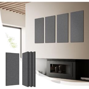 Olanglab Fabric Acoustic Panels Sound Absorbing 4 Pack, 24x12x1'' Sound Panels Noise Reducing for Walls, Sound Dampening Deadening Panels (Black)