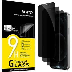 New'c 3 Pack Privay for iPhone 12 Pro Max Screen Protector (6.7 ") ، زاوية خصوصية محسّنة بنسبة 28 درجة ، صلابة 9H متينة ، خالية من الفقاعات