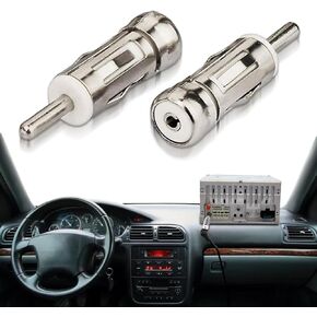 2 PCS Car Antenna Adapter Universal, Car Stereo FM AM Radio Antenna Adapter Connector, ISO to DIN Plug Connector for Vehicle Car Audio Radio Head Unit Stereo Receiver