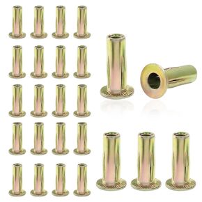Murtenze 25PCS Multi Grip Rivet Nuts, M8 Rivet Nuts Pre-Bulbed Shank Zinc-Plated Flat Head Threaded Insert Nut Construction Fasteners for Industrial