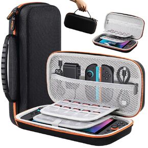 Lmcpa Carrying Case for Nintendo Switch 2 (2025) 7.9 Inch, Protective Hard Shell Portable Switch Travel Case, Durable Ballistic Nylon, Lightweight and Large Capacity, Switch 2 Accessories, Orange
