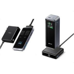 Anker Prime Charging Station with 240W 8-in-1 Power Strip and 27,650mAh Power Bank with 250W Charging Base