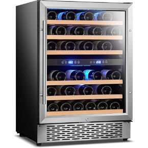 24 Inch Indoor Under Counter Drawer Fridge，Stainless Steel 2 in 1 Beverage Refrigerator Built-in and Freestanding with Digital Display for Home and Commercial Use