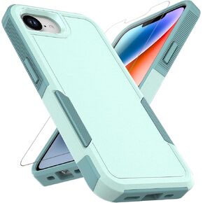 MDCN for iPhone 16E Case: Dual Layer Protective Heavy Duty Cell Phone Cover Shockproof Rugged with HD Screen Protector - Military Protection Bumper Tough - for Apple iPhone 16E, Black