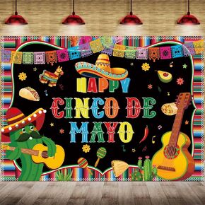 Happy Cinco DE Mayo Backdrop 6x4FT Mexican Themed Party Photography Background Cinco De Mayo Carnival Party Decorations Mexican Birthday Party Supplies