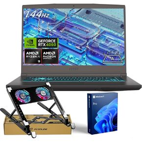 MSI Ultra Thin Pro A15 B8VF VR-Ready AI Gaming Laptop, 15.6 FHD 144Hz, AI Ryzen 9 8945HS, NVIDIA GeForce RTX 4060, 32GB DDR5 RAM, 1TB SSD, Cooler Boost, Bundle with PCO Notebook Fold Radiator, Cooler