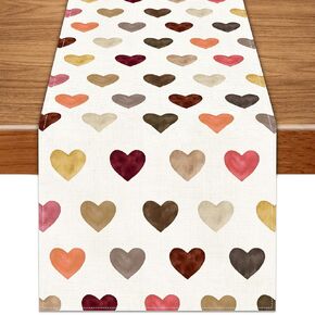 Valentine’s Day Red Heart Love Plant Table Runner 13x72 Inch , Holiday Kitchen Dining Tabletop Runners for Home Indoor Farmhouse Decoration