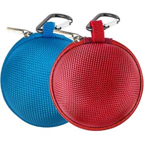 GemCoo Earbud Case Mini Earphone Case EVA Hard Protective Carrying Case Travel Portable Storage Bag for Earphones Earbuds and Mini Items (Blue+Red1)