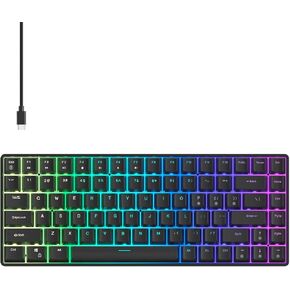 HKM-S93 لوحة مفاتيح ميكانيكية HKM-S93 مع التبديل الأزرق ، لوحة مفاتيح ألعاب سلكية RGB الخلفية ، كابلات مفاتيح مزدوجة اللقطة ، كابل من النوع C القابل للفصل ، 84 تخطيط مفتاح Mini Size