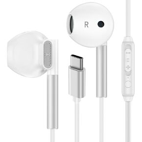 USB C Headphones Wired Earbuds for iPhone 16e 16 Pro Max 16 Pro 16 Plus 16 15 Pro Max 15 Pro 15 Plus 15, in-Ear Type C Earphones with Microphone Volume Control for Samsung Galaxy S25 S24 S23 S22 S21