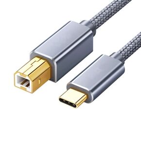 كابل ماسح ضوئي USB C to USB B Printe متوافق مع وحدة تحكم DJ MIDI ، Google Chromebook Pixel ، MacBook Pro ، HP Canon Printers ، iPad Pro والمزيد