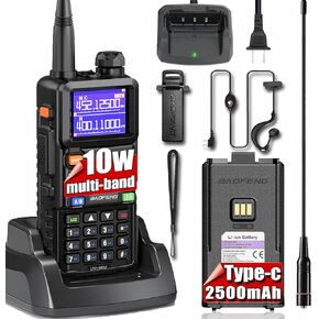 BAOFENG UV-5RM 10W Long-Range 999CH Copy FrequencyHandheld Ham Radio with Earphone, NOAA Weather Walkie Talkie Rechargeable with Type-C, GMRS Handheld Ham NOAA/FM/AM Portable FRS Two-Way Radio